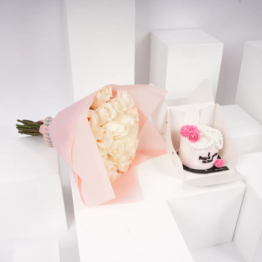Chunk I Love You Mom Mini Cake | Roses Bouquet 5