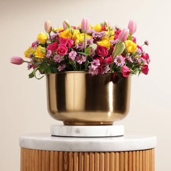 Colorful Flowers | Golden Vase