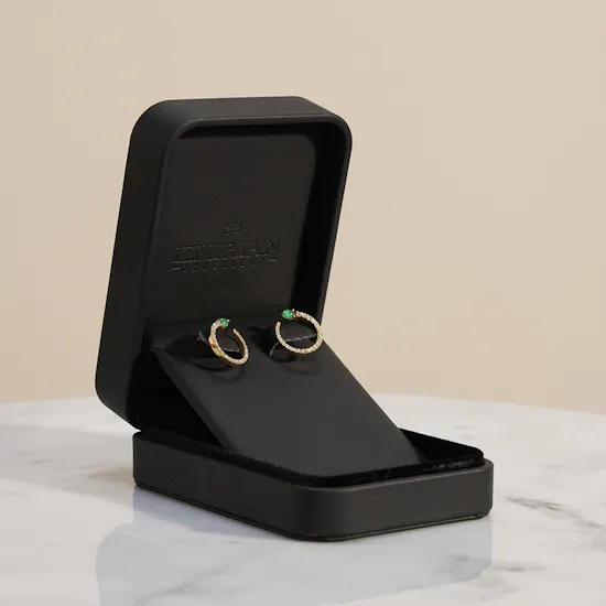 Izmirian Diamond and Emerald Open Hoop Earrings
