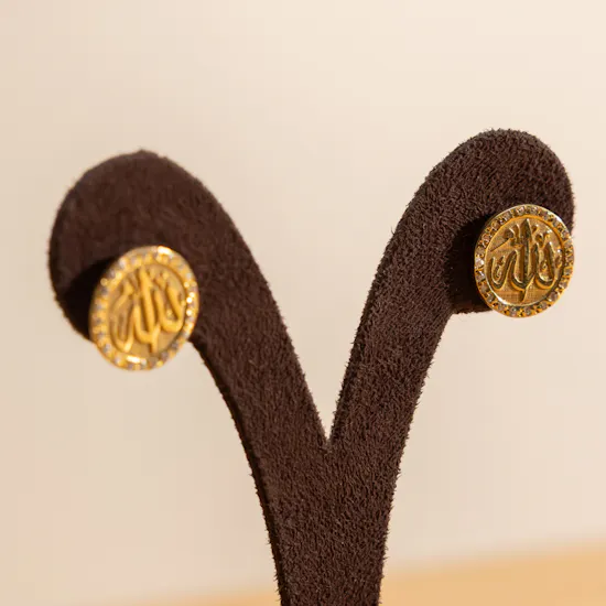 Hrh Gold Plated Allah Earrings