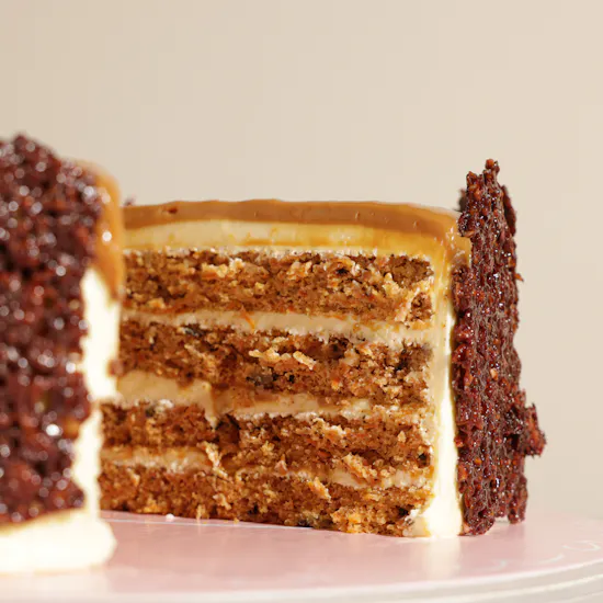 Creamy Ribbons Caramel Carrot Cake | Pure Delight Flower Bouquet