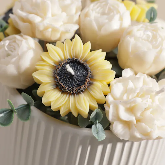 Melosa Candles Sunflower and Ivory Rose Vase