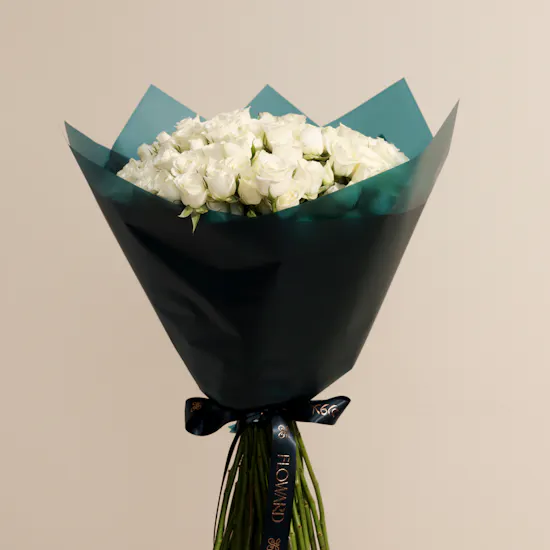 White Baby Rose Bouquet | 50 Flowers
