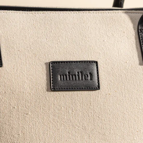 Minilet Black x Off-white Leather Canvas Bag for Women