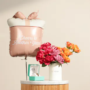 Zia Elegant Women's Watch | Delightful Birthday Flowers and Balloon Zia Elegant Women's Watch | Delightful Birthday Flowers and Balloon