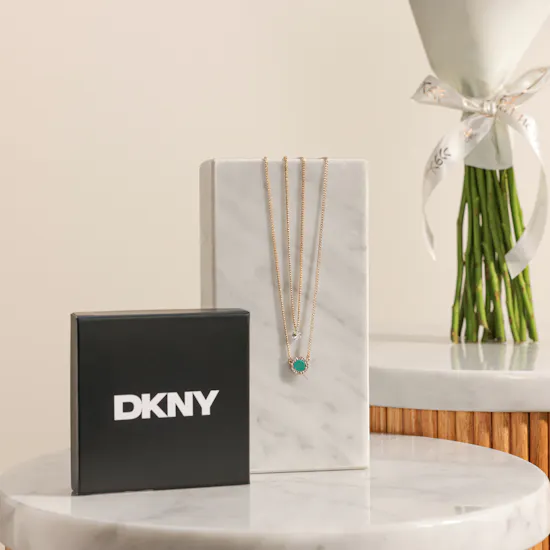 Dkny Double Gold Tone Women's Necklace | Charm Graduation Flowers