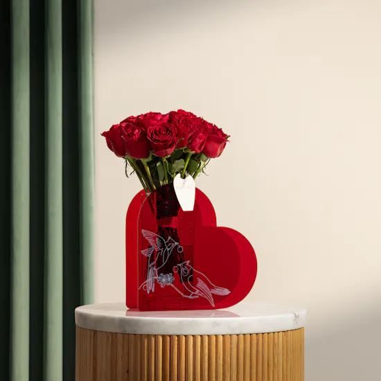 Red Rouge Romance Rose Vase