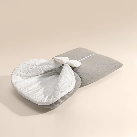 White & Grey Grey Bamboo Baby Sleeping Bag with White Bow