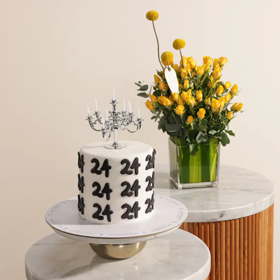 December Cake Customizable Number Candle Cake | Festive Flowers