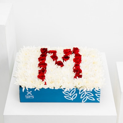 Letter White & Red Flowers Box