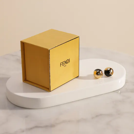 Fendi Sphera Gold and Black Women's Earrings