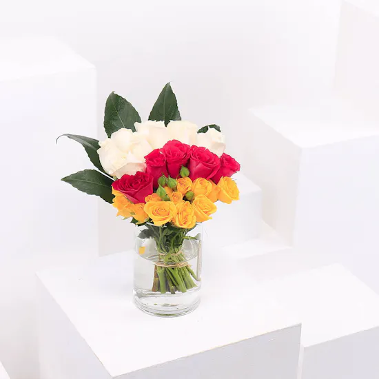 Colorful Vase | 17 Flowers