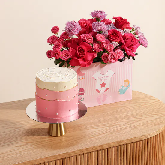 Floward Welcome Baby Girl Cake | Blooms