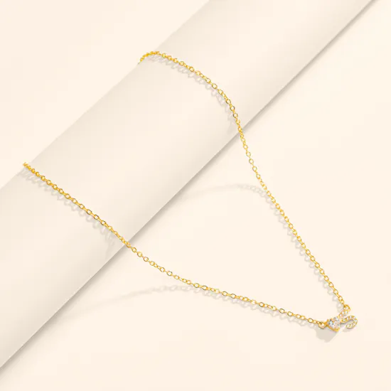 Hrh Dainty Letter S and Stone Gold Plated Necklace