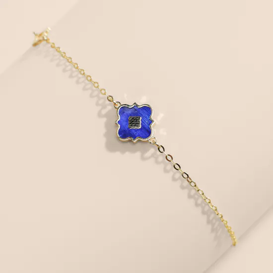 Damas Amelia London Blue Mother of Pearl Yellow Gold Bracelet
