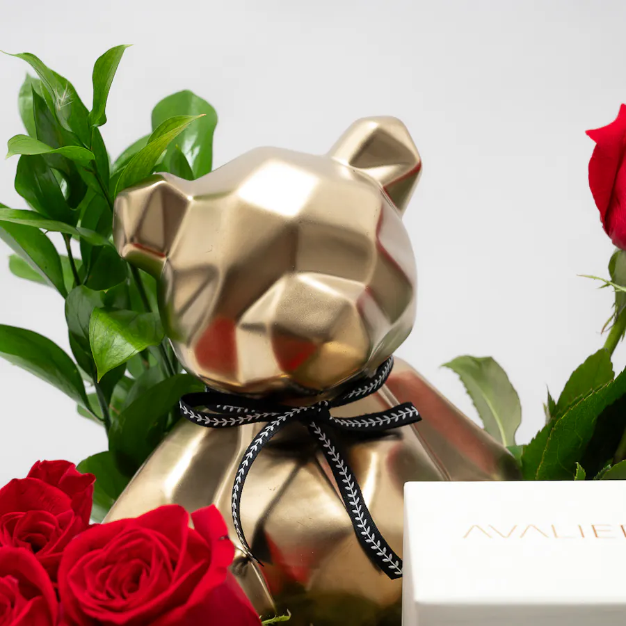 Al Shaya Avalieri Prestige Watch | Gold Bear & Red Roses 3