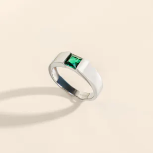 Floward Green Monolith Silver Men's Ring | Size 8