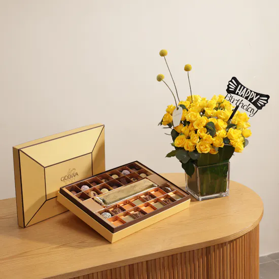 Godiva Ultimate Collection Chocolates Box | Birthday Flower Vase