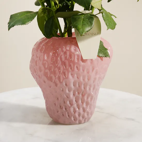 Strawberry Blush Flower Vase