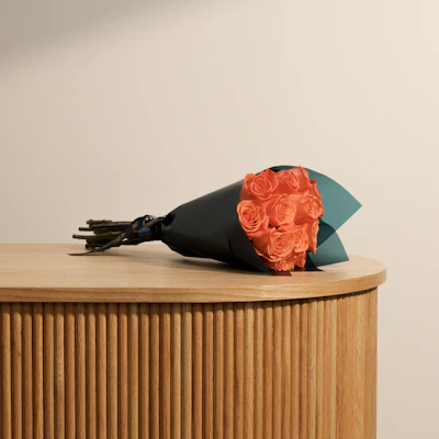 Shiny Orange Roses Bouquet | 12 Roses Shiny Orange Roses Bouquet | 12 Roses