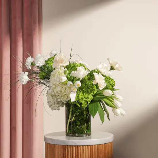 Green and White Garden Vase