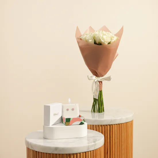 Miss L' by L'azurde Elegant Gold Earrings | Pure Flowers Bouquet