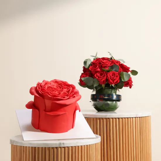 Floward Red Flower Cake | Heartful Flowers