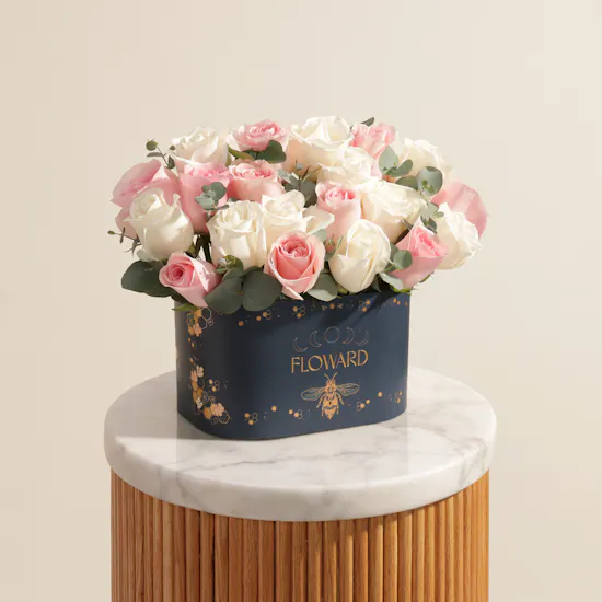 Peaceful Pink and White Roses Box