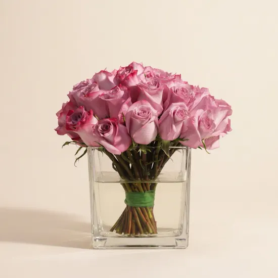 Magical Purple Roses Vase | 35 Flowers