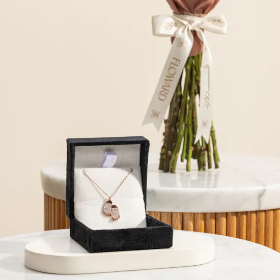 Artsy Baby Feet Zircon Stone Necklace | Pure Delight Flower Bouquet