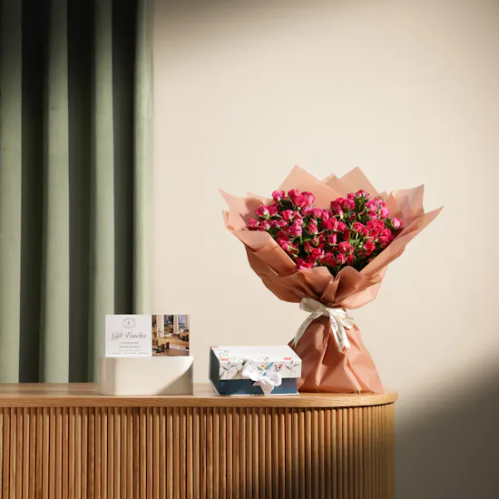 Floward Amber Diffuser | Sculpt Pilates Club Sessions Voucher and Flower Bouquet