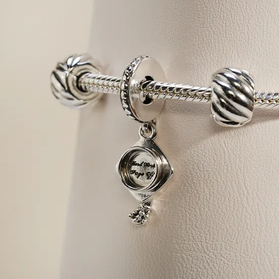 Pandora Graduation Cap Charm with Snake Chain Bracelet Set