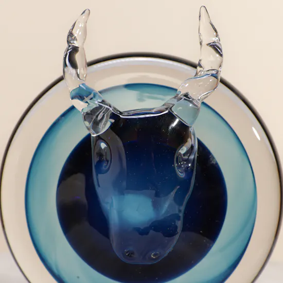 Blue Artistic Glass Cow Vase