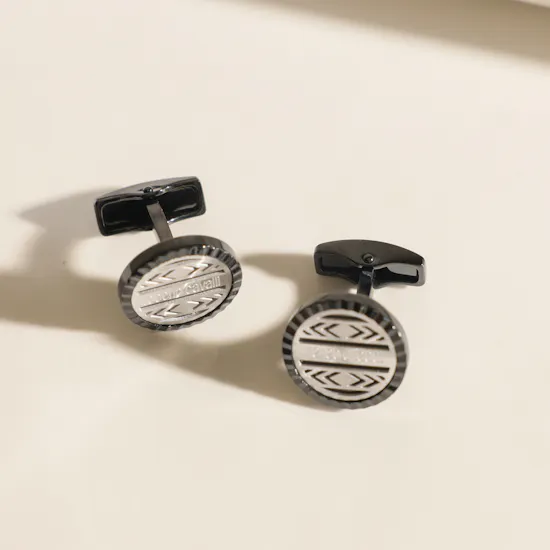 Roberto Cavalli Silver and Black Cufflinks