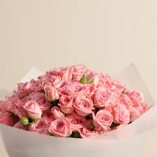 Graceful Pink Baby Roses Bouquet | 35 Flowers