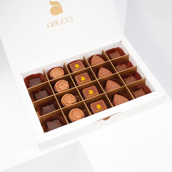 Abucci Small Chocolate Box with Get Well Soon Blooms Bouquet