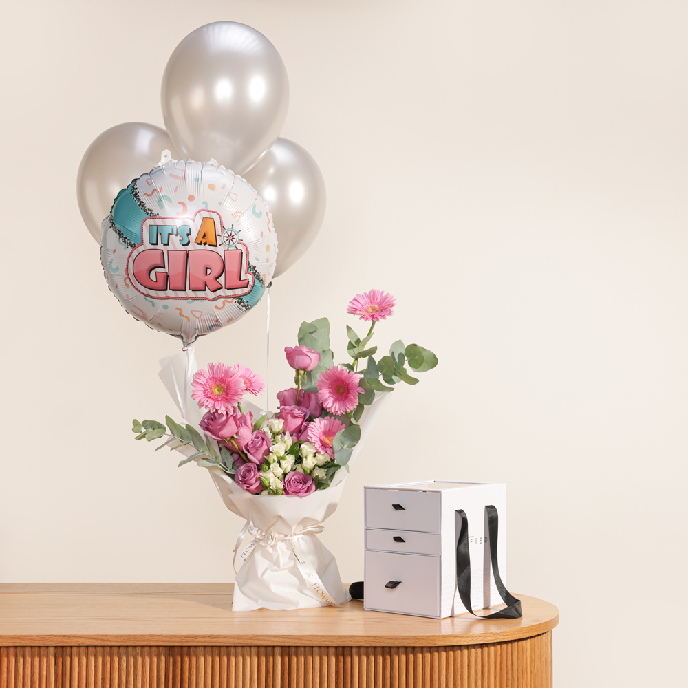 Gifted Pink Baby Drawers Box | Festive Flowers