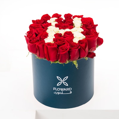 White Baby Rose Letter |  Red Roses Box