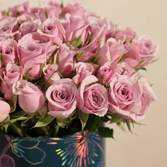 Shiny Purple Baby Rose Box | 25 Flowers