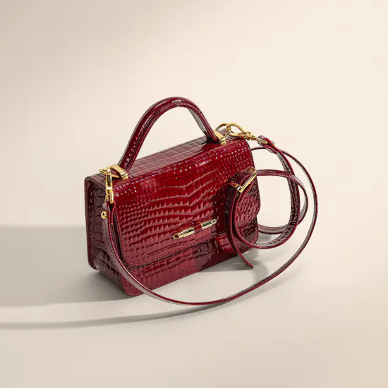 Rula Galayini Baby Vertigo Burgundy Croc-Print Women’s Bag