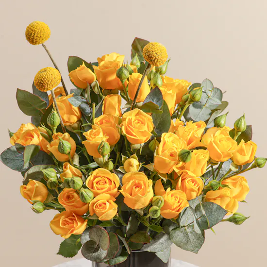 Hearty Yellow Baby Rose Vase
