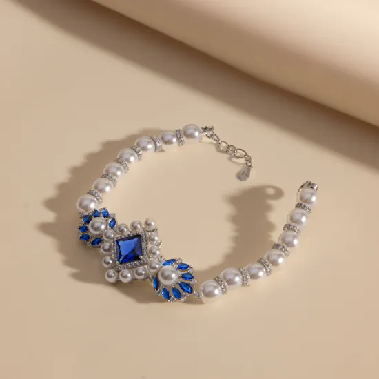The Princess Pearl Set | Silver and Sapphire Stones