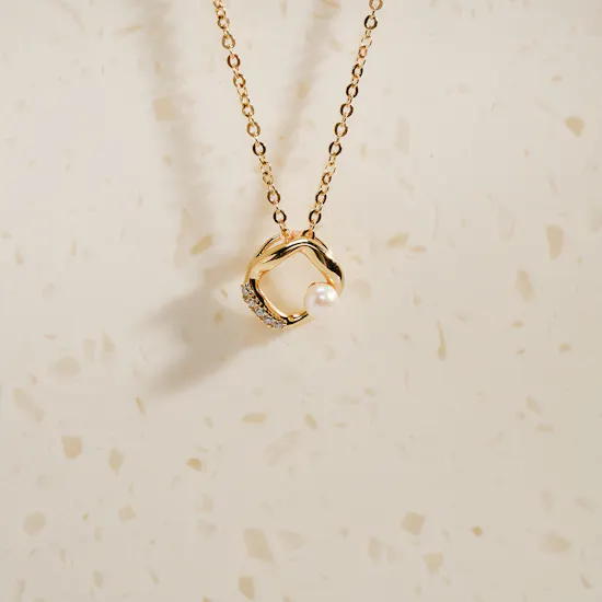 Pandora Pavé Circle & Pearl Stud Earrings and Necklace Set