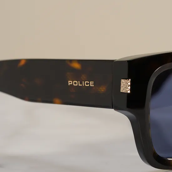 Police Full Rim Rectangular Dark Brown Men's Sunglasses