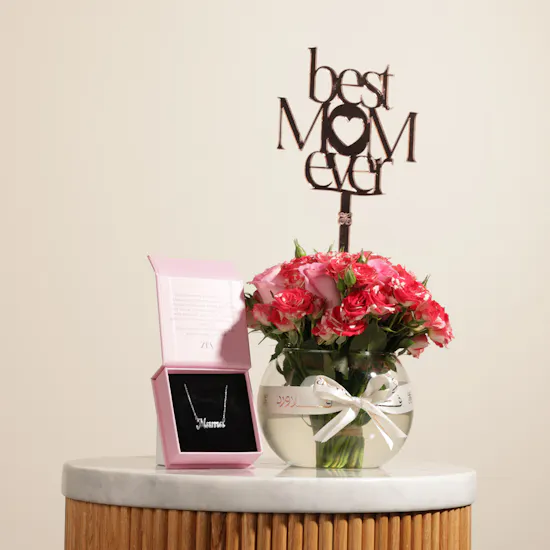 Zia Mama Silver Necklace | Mother Radiant Roses Vase