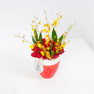 Keramos Studio Asir Pattern Vase | Colourful Flowers Keramos Studio Asir Pattern Vase | Colourful Flowers