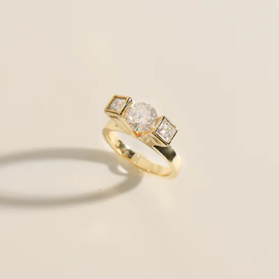 Floward Golden Gold Plated Moissanite Ring | Size 8
