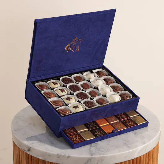 Godiva Large Luxury Velvet Navy Blue Chocolate Box