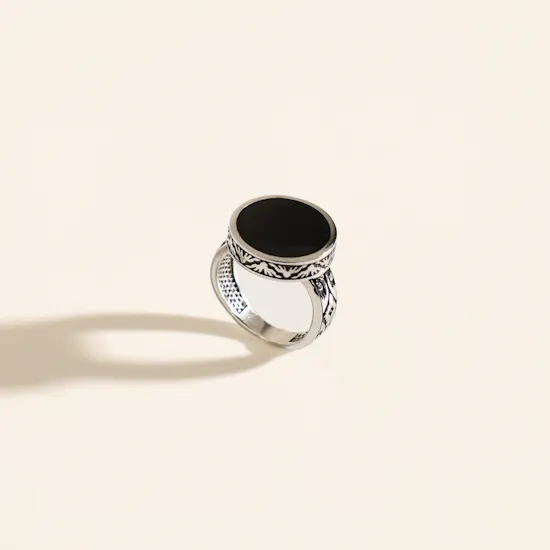 Floward Royal Black Onyx Men's Signet Ring | Size 5