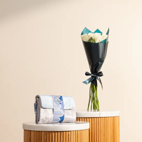 Urban Rugs Sky Blue Floral Portable Sejadah | Heart's Peace Flowers